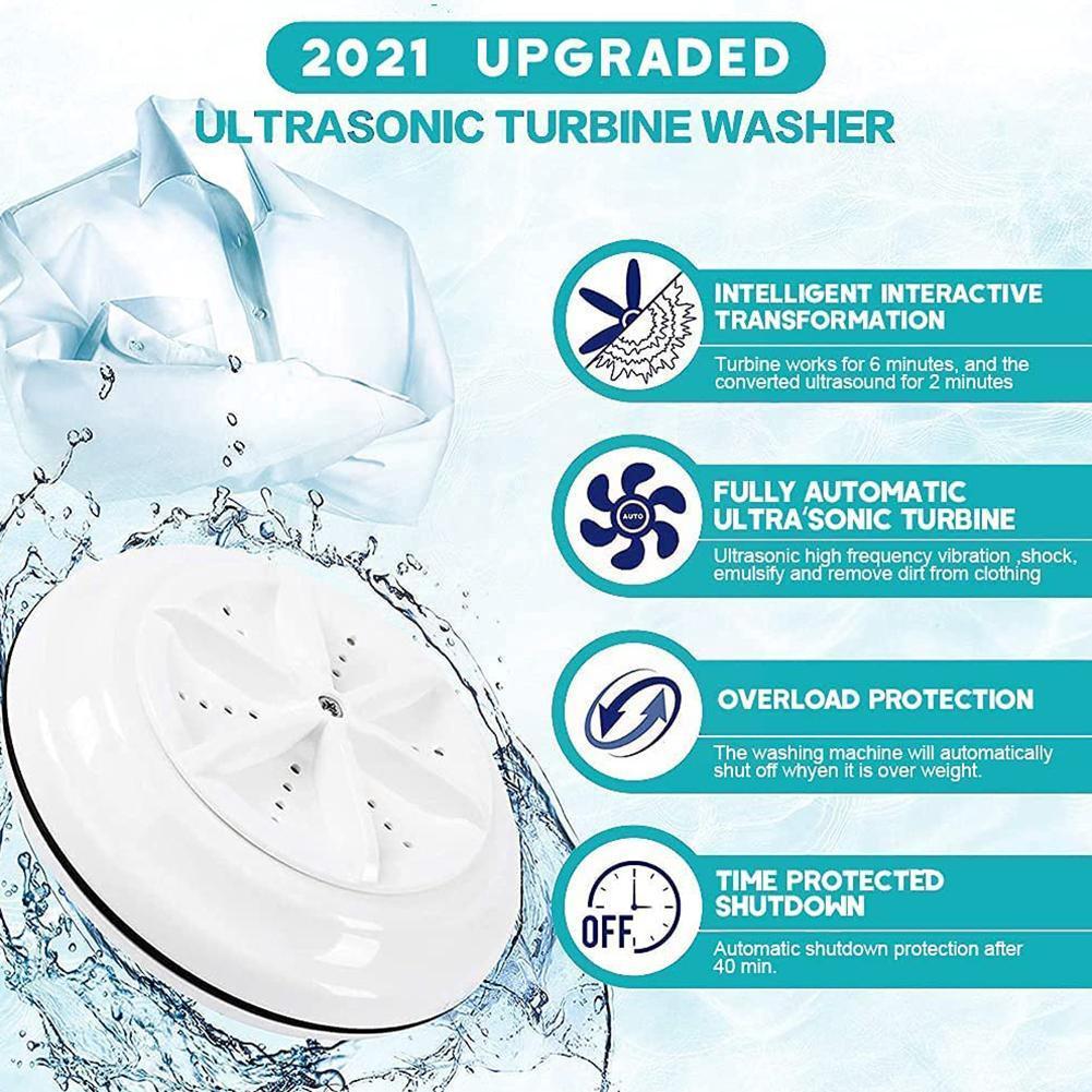 Ultrasonic Turbo Washing Machine Portable Travel Washer Mini Cleaning Clothing Washing Machine Rotating Tool Bubble Turbo H8K7
