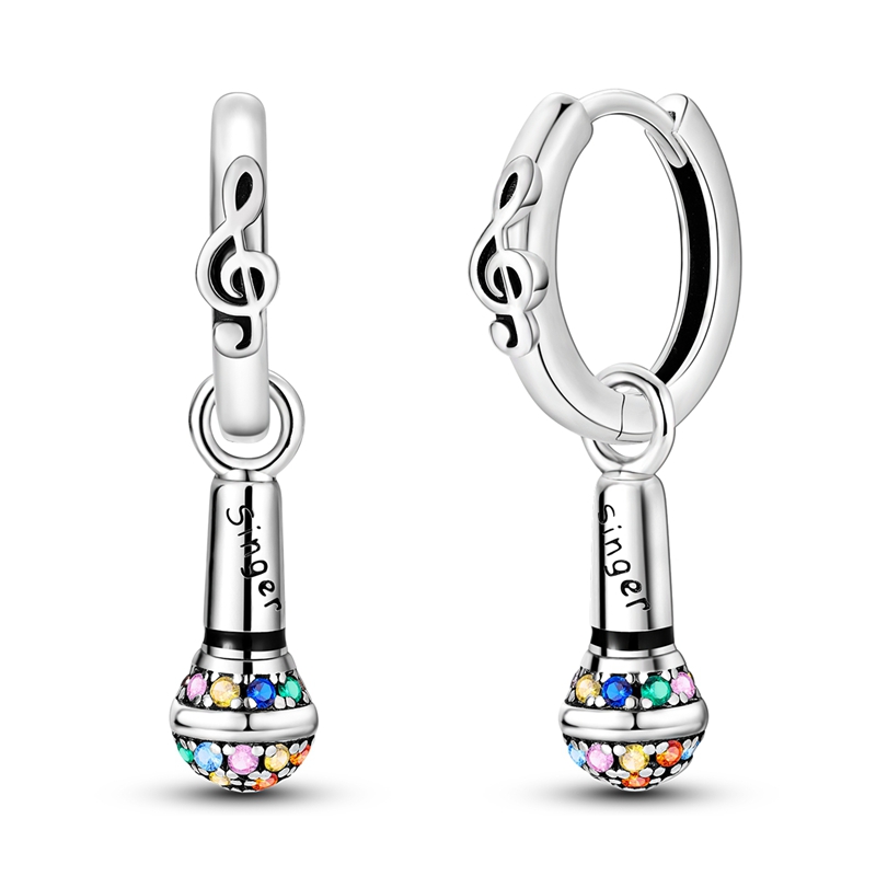 925 Sterling Silver Career Eardrop Musical Note Earrings Painter Microphone Earrings Fit For Women Workplace Birthday: Blue