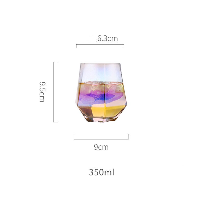 Jo life geometri whiskyglas diamant gyllene kant transparent kristall tumlare glas kopp kaffe mjölk te mugg: 2