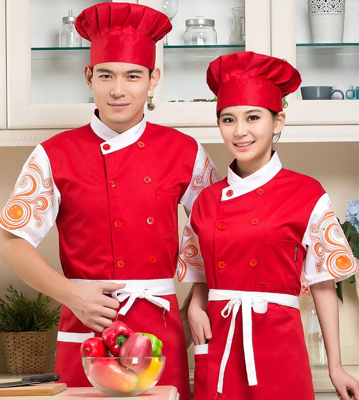Unisex Chef Jackets women men Chinese restaurant uniforms hotel staff short sleeve hotel uniform: b / L