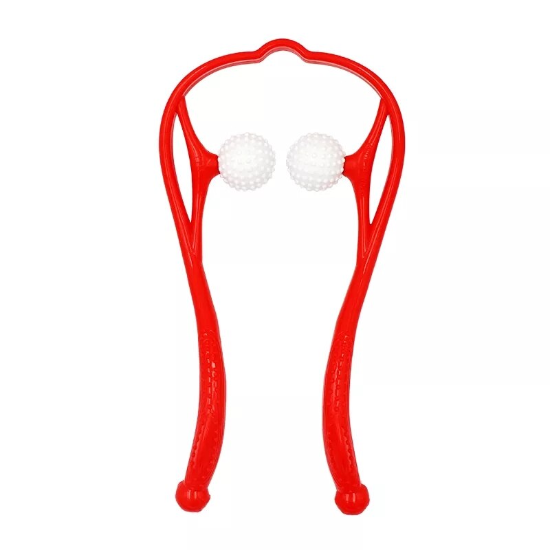 Pressure Point Therapy Neck Massage Tool Pressure Relieve Hand Roller Massage Neck Shoulder Dual Trigger Point Self Massager: red