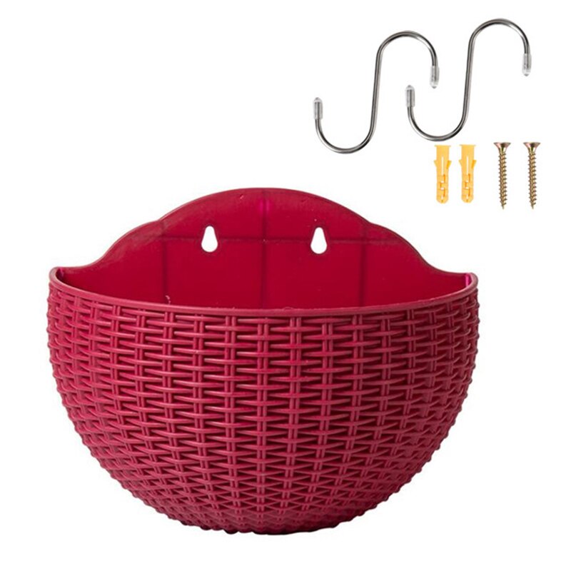 Europese Stijl Imitatie Rotan Muur Opknoping Half Ronde Bloempot Planter Halfronde Muur Bloempot Balkon Huishouden Outdoor: 5 S