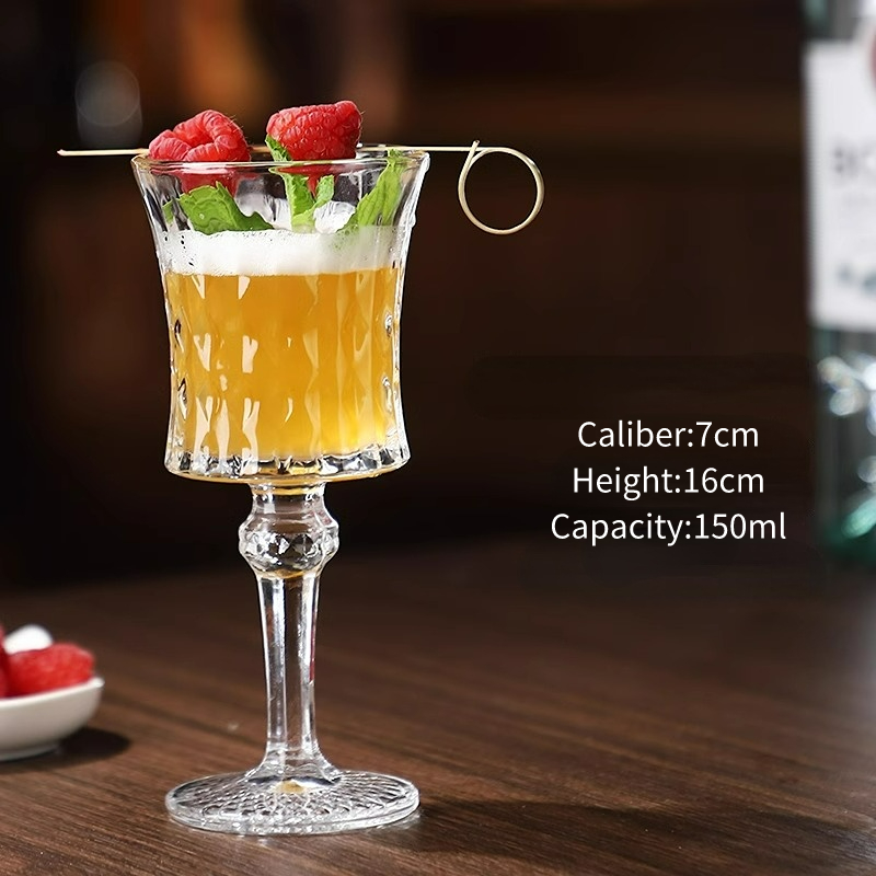 French Style Embossed Champagne Glass Cup Cocktail Glasses Cups Goblet Wine Glass Diamond Liqueur Glasses Drinkware: black