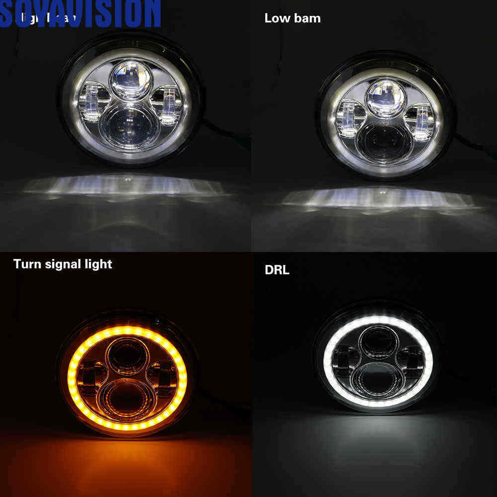 2 pcs Car LED 7 Inch Round Headlight Conversion Kit For Beetle Classic Volkswagen 1950 -1979 Lada Niva 4X4 Uaz Hunter Headlamps