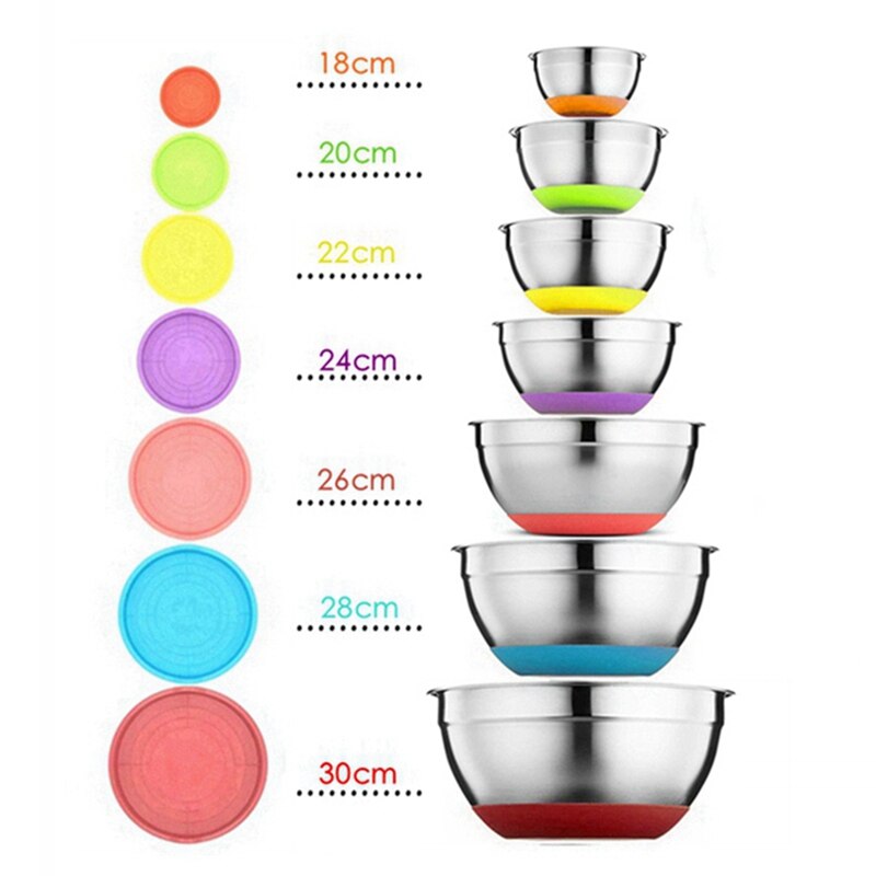Stainless Steel Nesting Mixing Bowls with Airtight Lids Kitchen Food Salad Bowls Set Non-slip Silicone Bottom Whisking Bowls Set