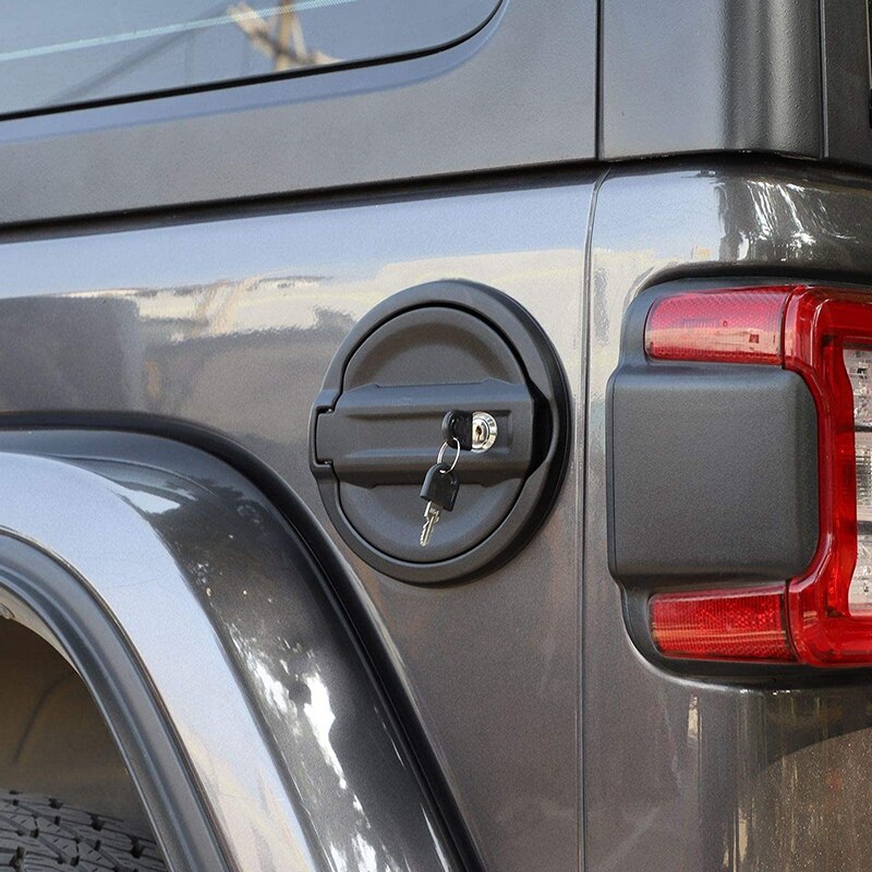 Gas Cap Cover Locking Fuel Tank Filler Door Cover For 07-18 Wrangler JK JKU