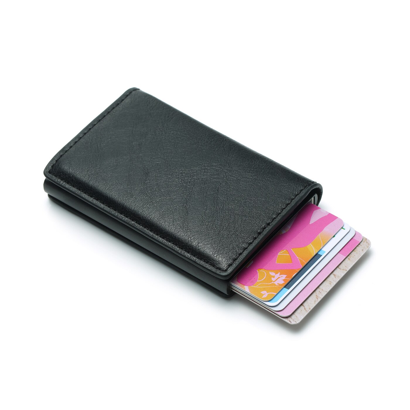 BISI GORO Slim RFID Wallet Business Card Holder Hasp Aluminum Credit Card Wallet Metal Credit Mini smart Men Purse Case: black 9810