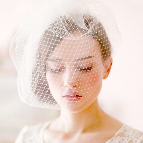 Witte hoofdband sluier voor bruids dubbele lagen charmante vogelkooi sluier elegante blusher sluier bruiloft haaraccessoires fascinators (kleur: zwart, maat: 1) (wit 1