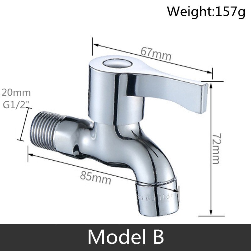 Modern Household Brass single cold tap Outdoor Faucet Garden Wall Bibcock Tap Bathroom Washing Machine mop taps DODI: Model B