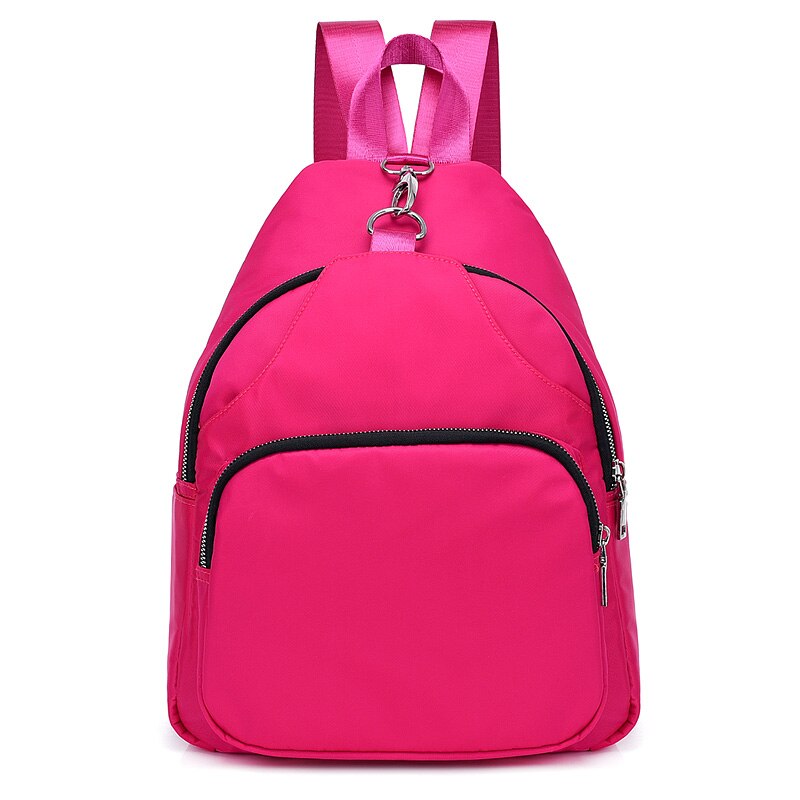 Vrouwen Waterdichte Nylon Rits Rugzak Reizen Ongedwongen Schoudertassen Schooltas Rugzakken Mode Sac Schooltassen Voor Tienermeisjes: Hot Pink