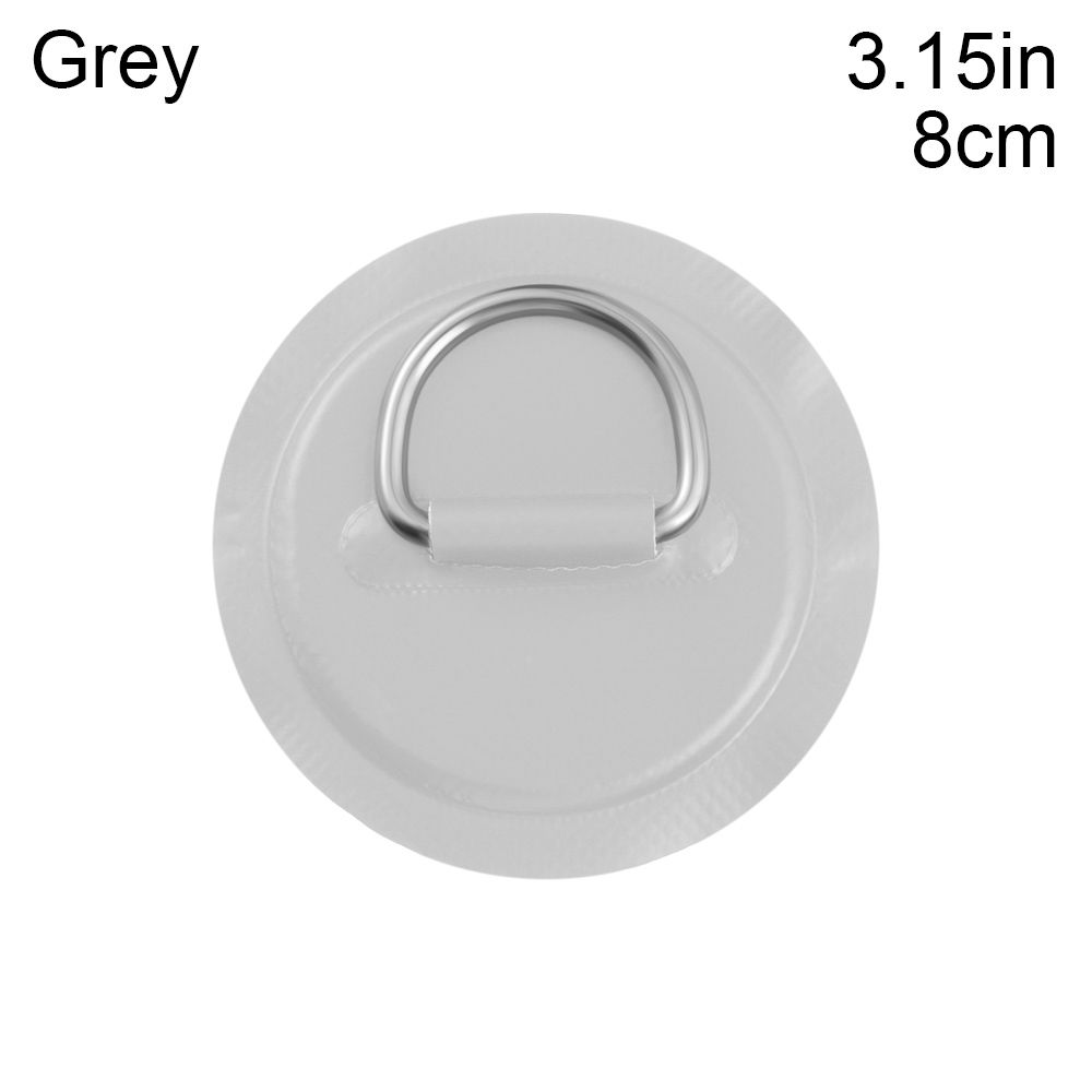 1PC 8cm/11cm Stainless Steel D Ring Pad/Patch With Glue for PVC Inflatable Boat Raft Dinghy Canoe Kayak Surfboard SUP Tie Down: grey-8cm