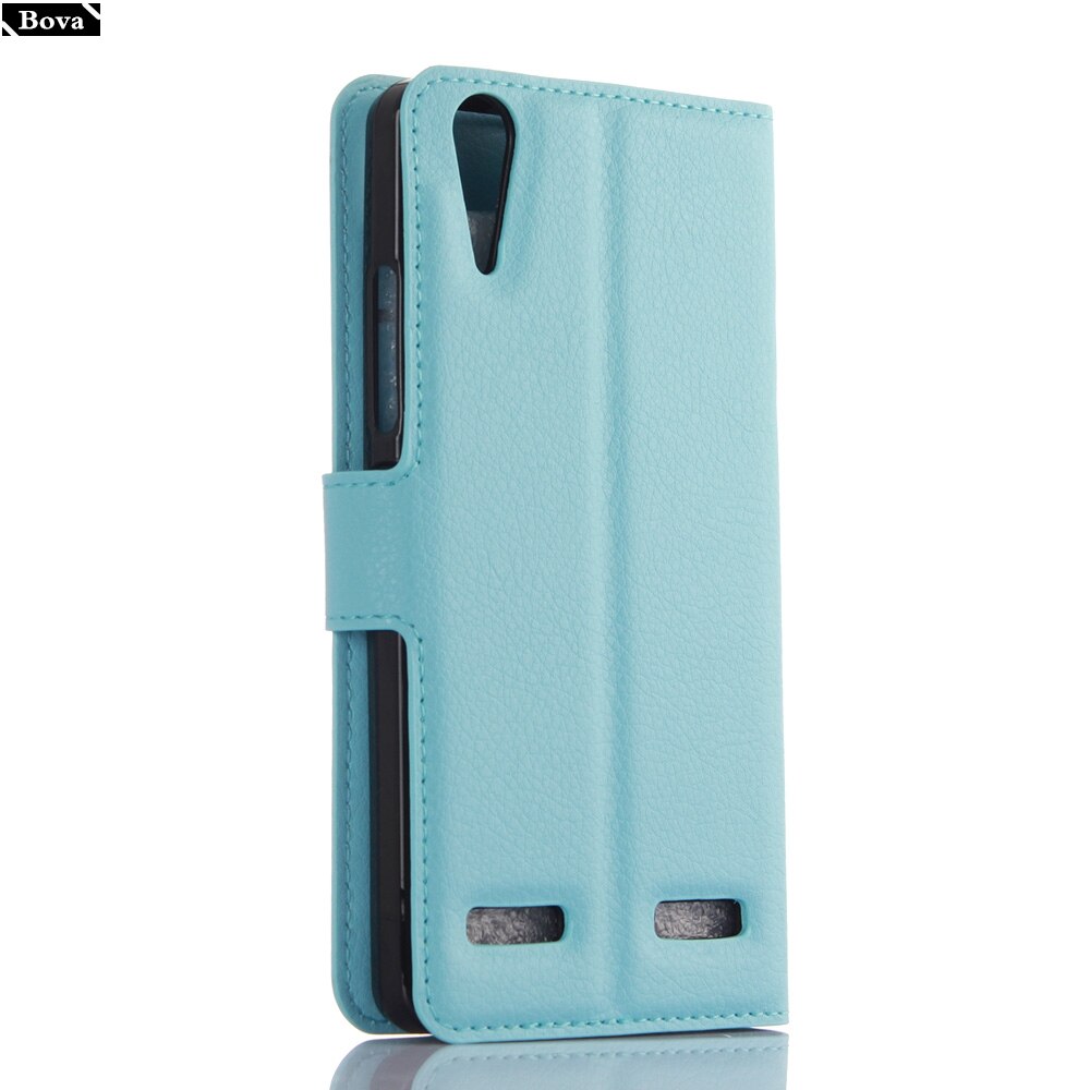 PU Leather Wallet Phone Case - for Lenovo A6010 - Card Holder & Kickstand - Protective Flip Cover: Blue JFC