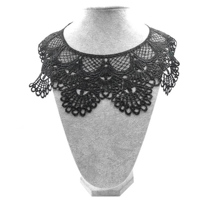 Black Flower Leaf Embroidery Collar Venise Lace Flowers Neckline Collar Applique Trim and Lace fabric sewing supplies: Black