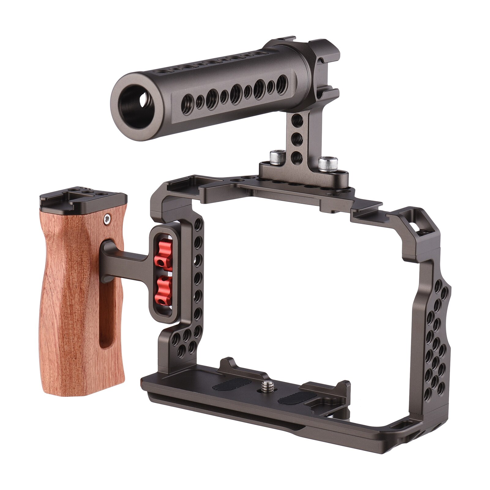 Andoer-Kit de jaula para cámara Sony A7iii, accesorios de aleación de aluminio con plataforma de vídeo, mango superior, agarre de madera para Sony A7 III/ A7 II caiola para dslr
