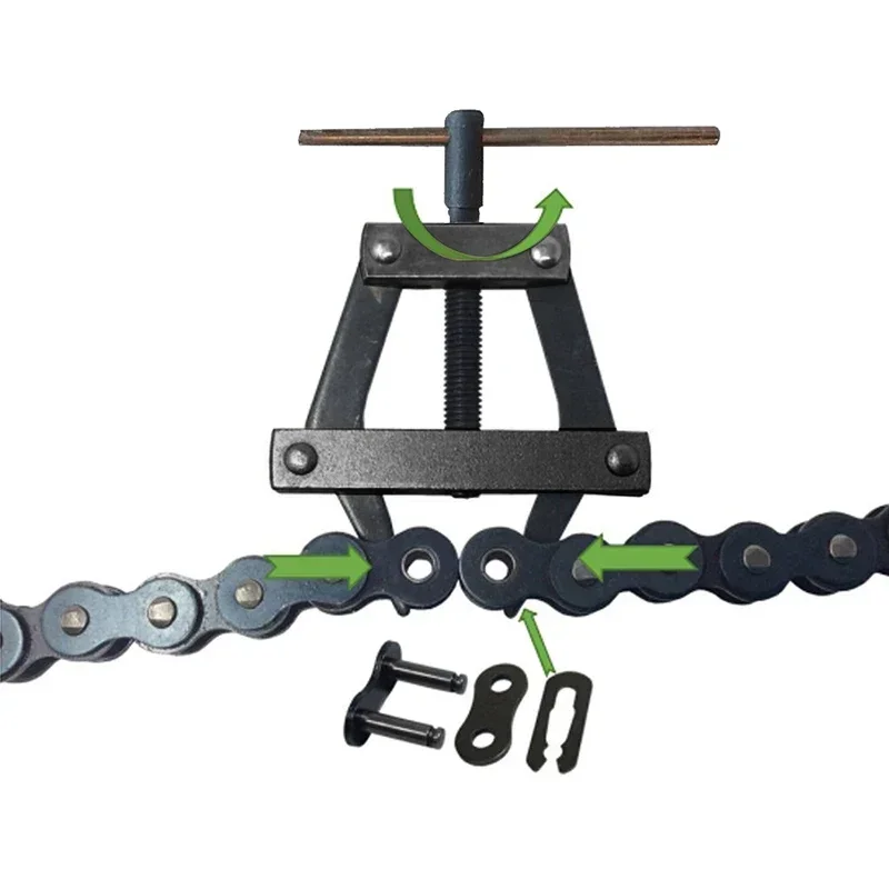 Herramienta de conexión de cadena de motocicleta y bicicleta, Kit de herramientas de cadena de rodillo tensor, cortador de cadenas de 50-100CM, soporte de tensión de reparación