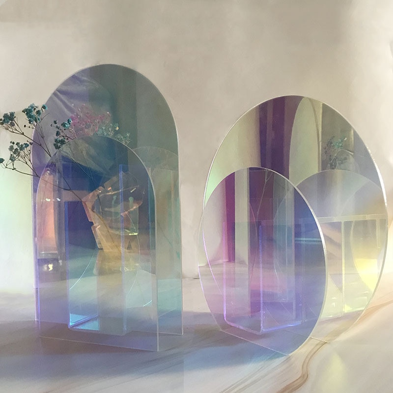 Nordisk regnbue farverig akryl vase kunst geometrisk sollys solopgang daggry vaser til boligdekorationer stue desktop indretning