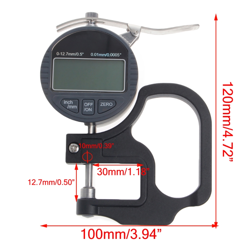 Micrómetro electrónico Digital de 0-12,7mm, medidor de espesor de 0,01mm, probador de profundidad para película de papel y cuero, herramienta de medición de espesor