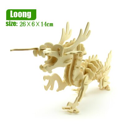 Holz spielzeug dinosaurier tiere dreidimensionale modell montiert holz puzzle spielzeug 3D DIY für baby kinder pädagogisches puzzles: Loong