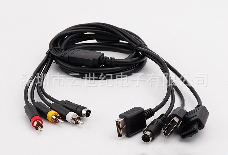 Multi In 1 Av S-Video Kabel Voor Game Console Sega Saturn Ss Dc PS1 PS2 Snes Sfc N64 ngc