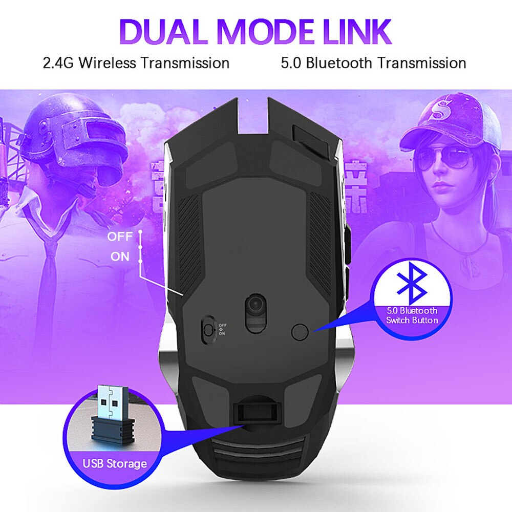 2.4G Wireless Gaming Mouse 2400 DPI LED Rechargeab... – Grandado