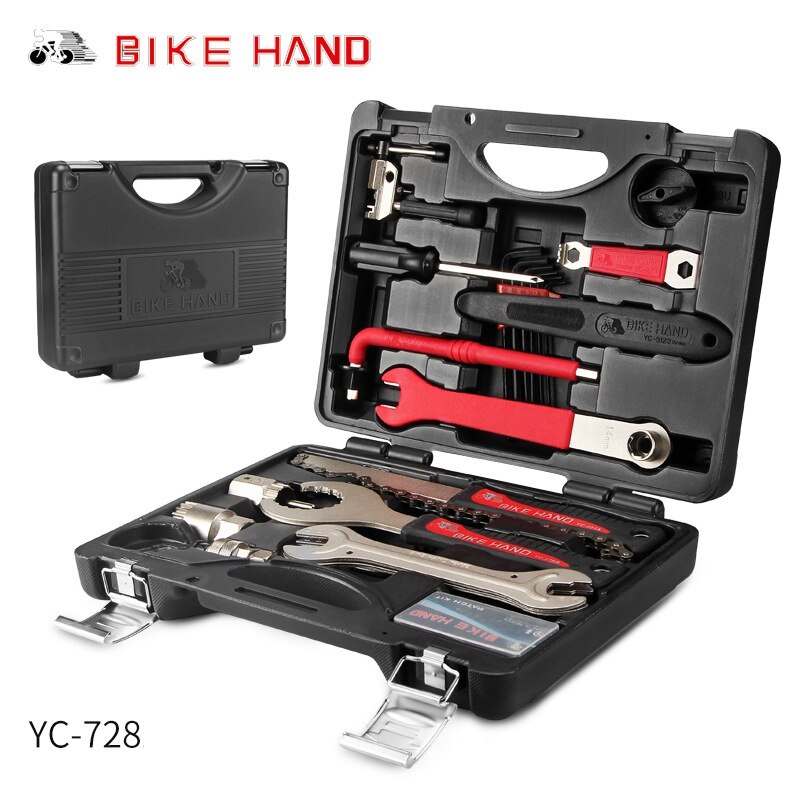 BIKE HAND Bicycle Maintenance Toolbox 18 in 1 Combination Suit YC-728 Multi-function Case Repair