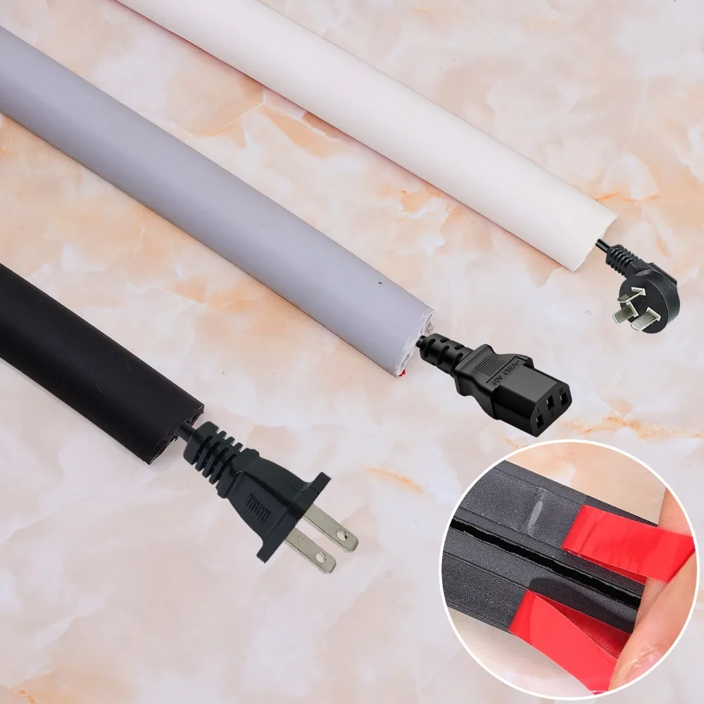 Cubierta de Cable de suelo de 1/3m, protectores de Cable de conducto eléctrico flexibles autoadhesivos, fundas de cables impermeables, accesorio de cableado para el hogar