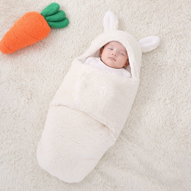 Baby Decke Babie Wrap Swaddle Schal Kaninchen Ohren Decke Anzug Warme Neugeborene Kleidung Baumwolle Schlafsack Bio Swadding Schal: White-Wrap / 0-3M