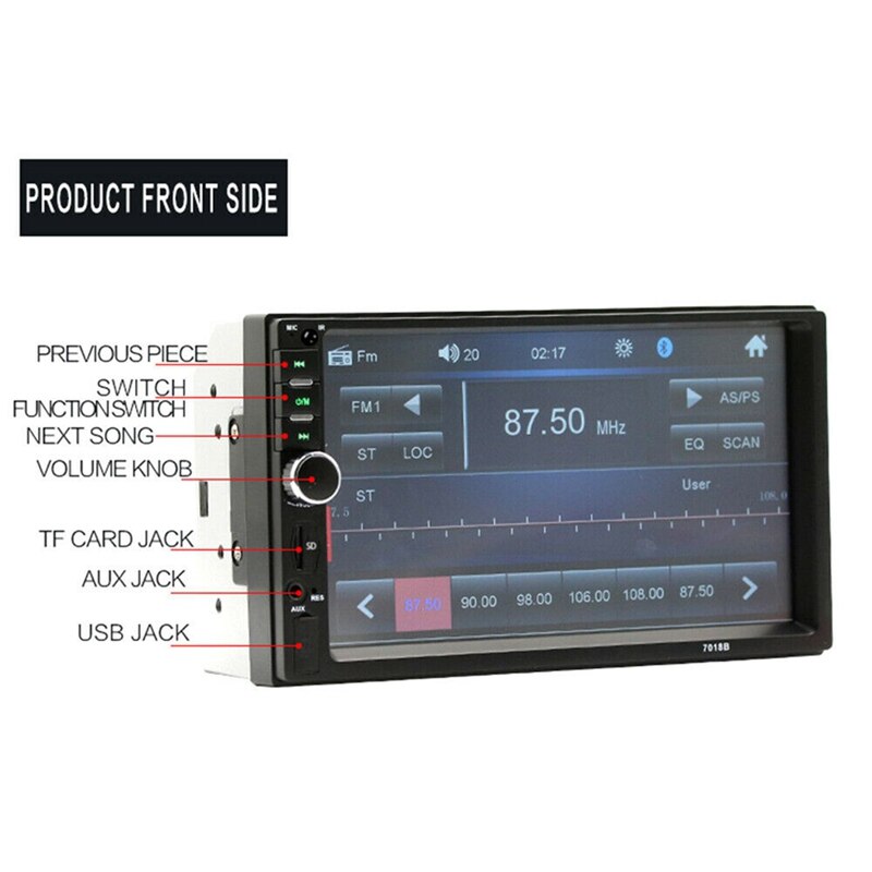 7inch Double 2-Din Touch Screen Car Stereo MP5 Player Bluetooth FM Radio With Camera