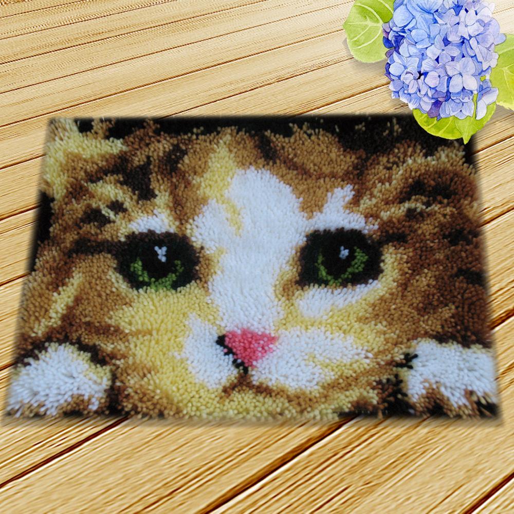 Diy Klink Haak Cartoon Kat Hond Klink Haak Mat Kussen Knooppakket Tapijt Smyrna Dier Seriesrug Kits Pakket Kussen Latchhook