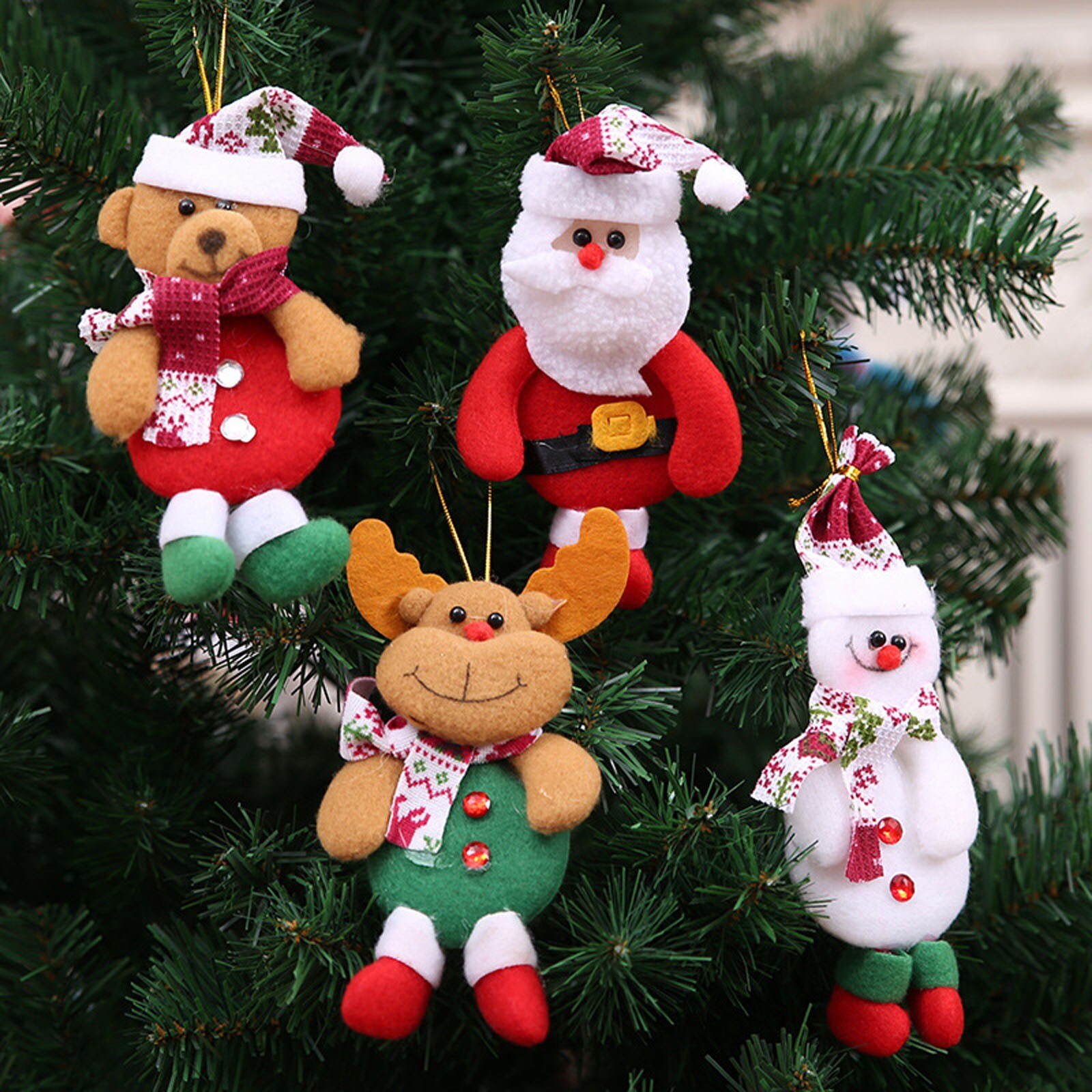4Pcs Kerst Ornamenten Kerstman Snowman Boom Speelgoed Doll Hang Decoraties