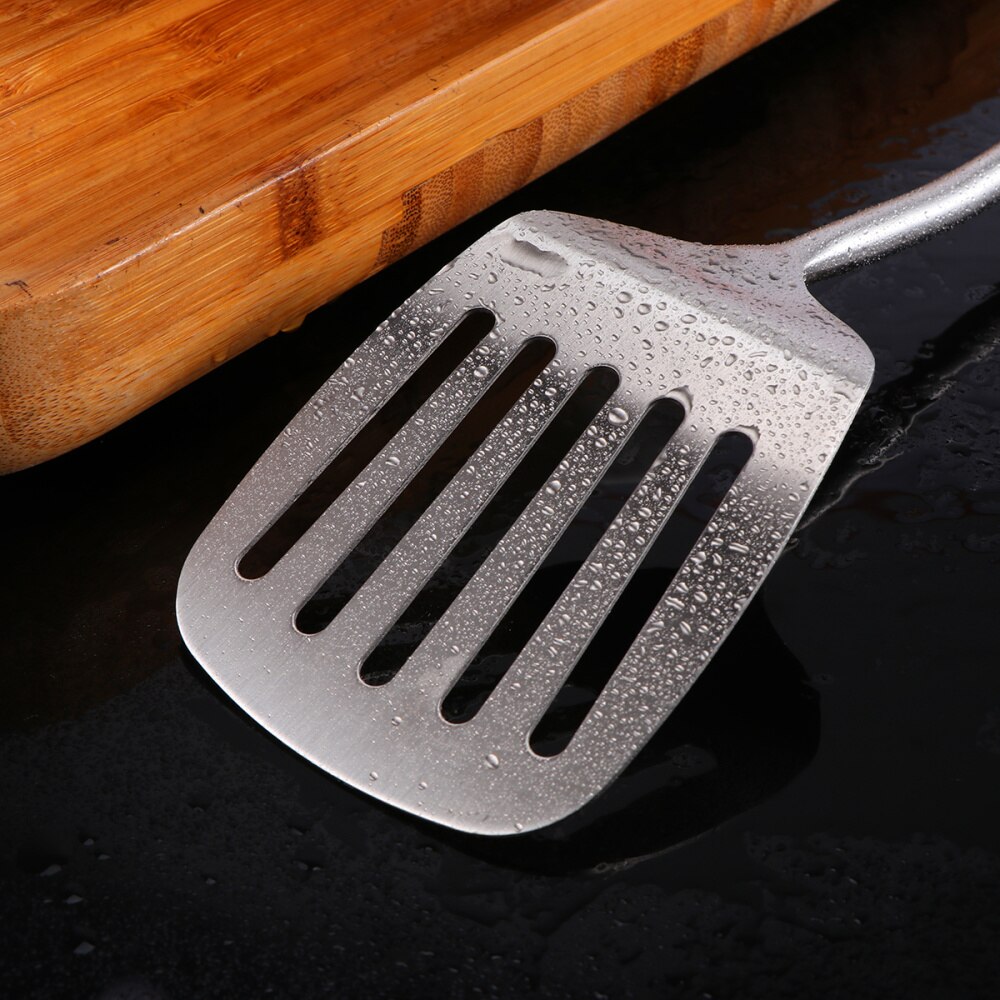 Stainless Steel Slotted Turner Round Handle Spatula Kitchen Utensil Slotted Turner Cookware Home Restaurant Kitchen Accessories