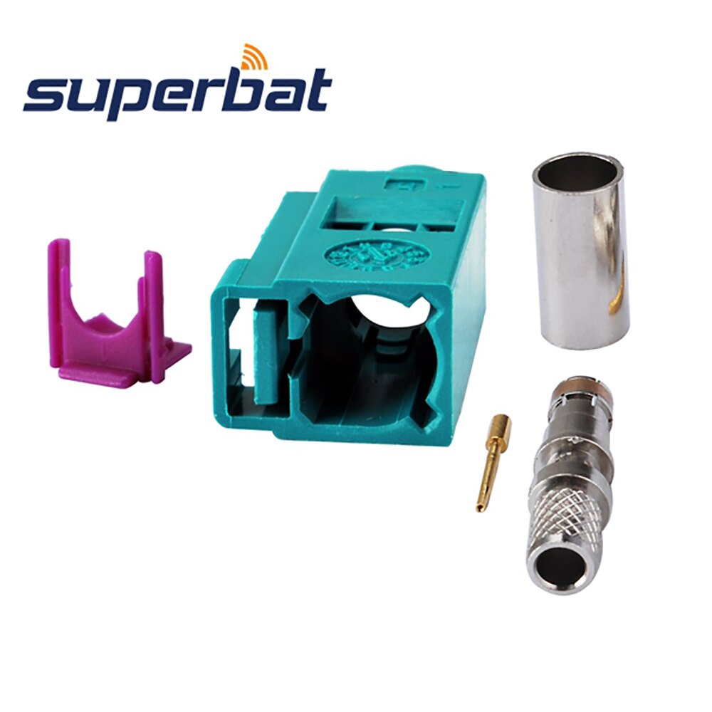 Superbat 10 stk fakra stik crimp hun vandblå  /5021 neutral kodning til koaksialkabel lmr 195 rg58