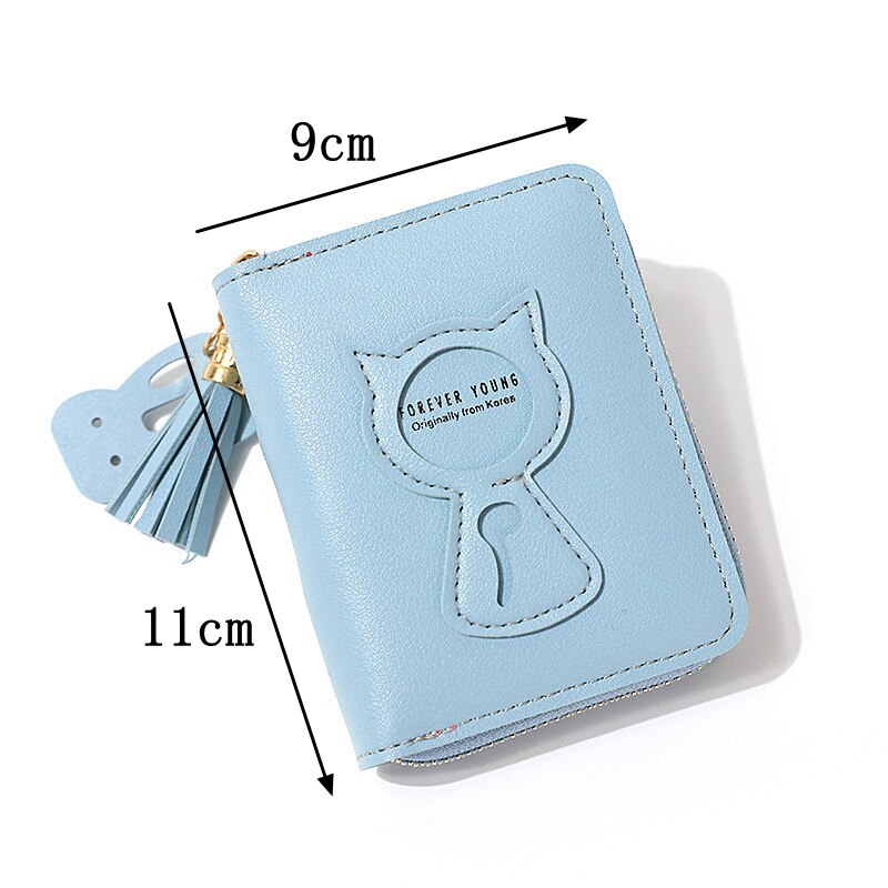 Women Wallet PU Leather Card Holder Coin Purses Zipper Long Female Wallet Cat Applique Cellphone Bag Lady