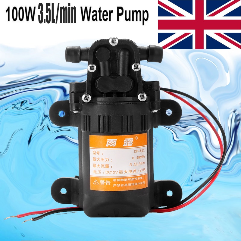 Hoge Druk Membraanpomp Water Spuit Wasstraat 12 V Duurzaam Dc 12 V 70PSI 3.5L/Min Landbouw Elektrische Water pomp Zwart