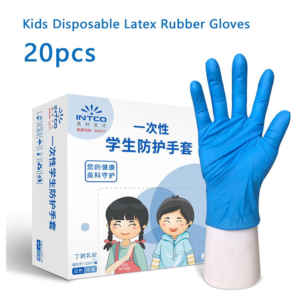 Guantes de goma de látex desechables para niños, protectores de manos universales para limpieza del hogar, experimentos, Catering, mano izquierda y derecha, 20 Uds.