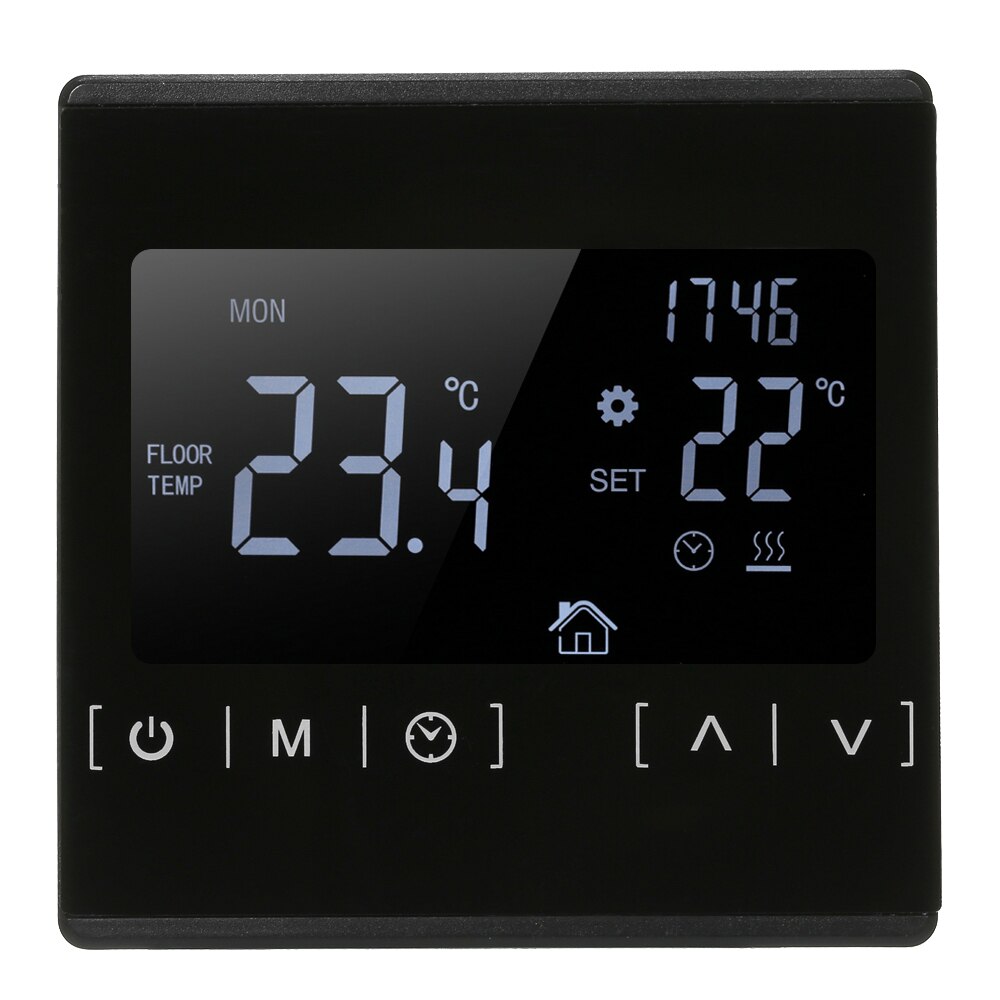 AC85~250V Temperature Controller for Electric Underfloor Heating LCD Display Room Thermostat: Black