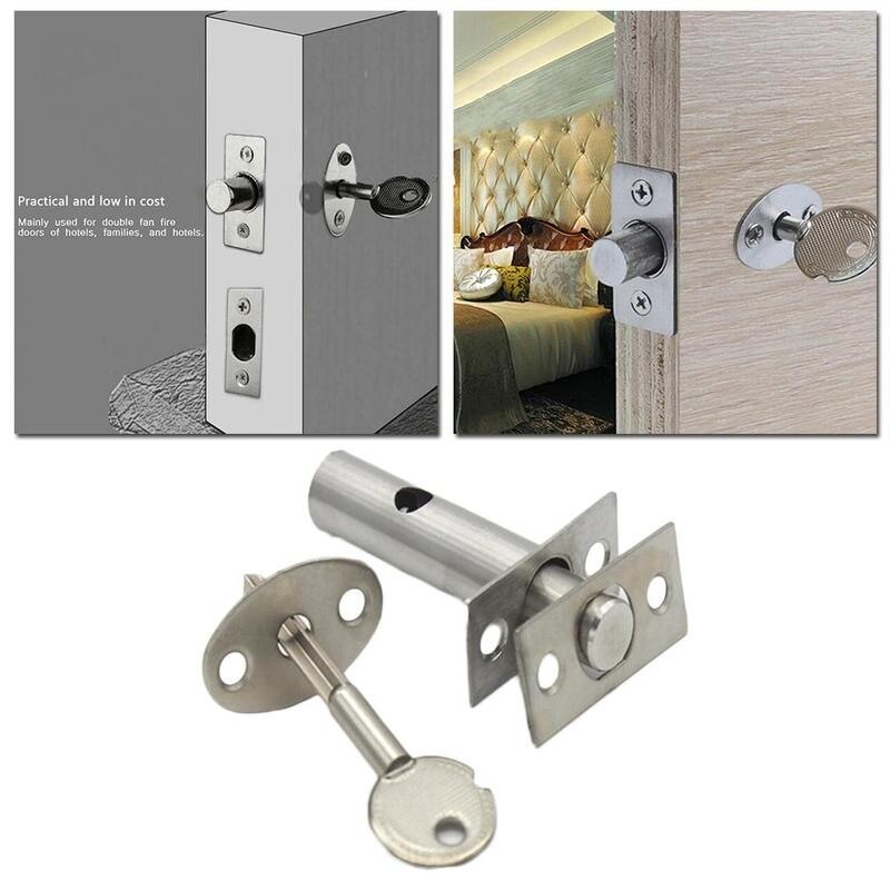 1 Set Door Rack Bolts Dead Bolt Lock Star Key Security Strong Key Spare Iron Tool Hardware For Home Bolt Door R2Q9