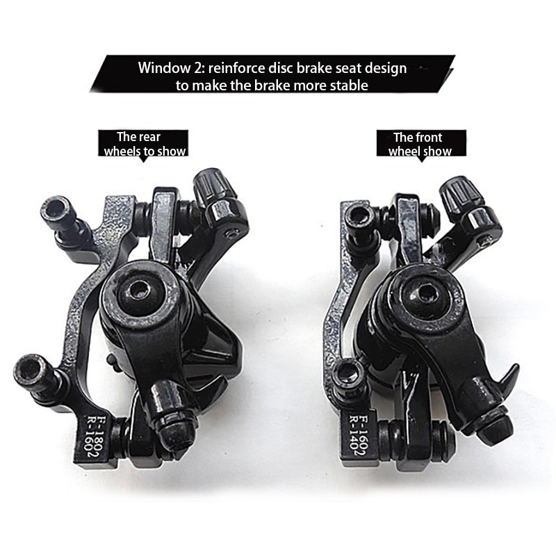 Bicycle Brake Caliper Disc Aluminum Alloy Bike Caliper Mechanical Black Waterproof Safe Hard Durable Disc Brake Part Device