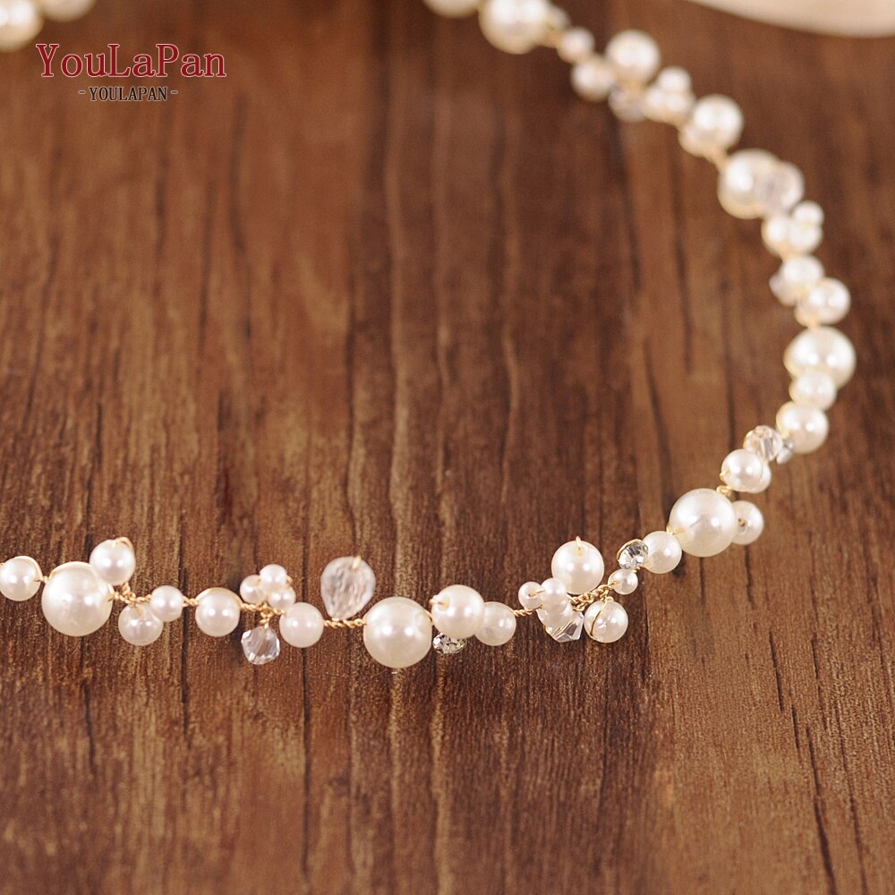 YouLaPan SH03-G Jeweled Bridal Belt Trim Crystal Wedding Ivory Sash Belt Ribbon Sash Belt Thin Bridal Crystal Belt for Bride