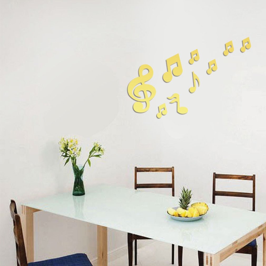 Gold Music Note Acrylic Mirror Wall Stickers DIY Art Wall Decor Wall Stickers Mirror Wall Sticker Home Decor Living Room