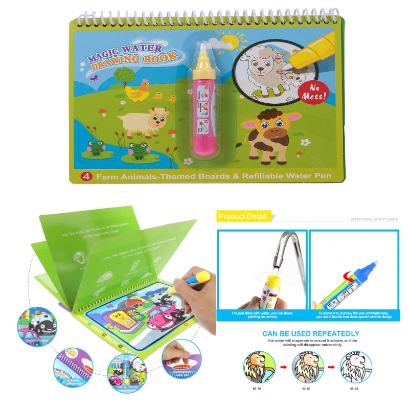 Magic Water Tekening Boek & Magic Pen Kleurboek In Tekening Speelgoed Herbruikbare Boeken Vroeg Leren Speelgoed Educatief Speelgoed Voor kids