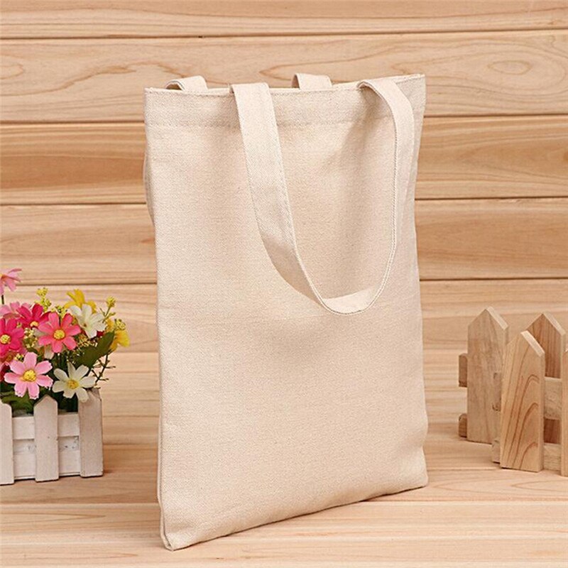 Roomwit Canvas Boodschappentassen Schoudertas Tote Shopper Bag Diy Schilderen Natuurlijke Katoen Vlakte Voor Vrouwen Eco Herbruikbare