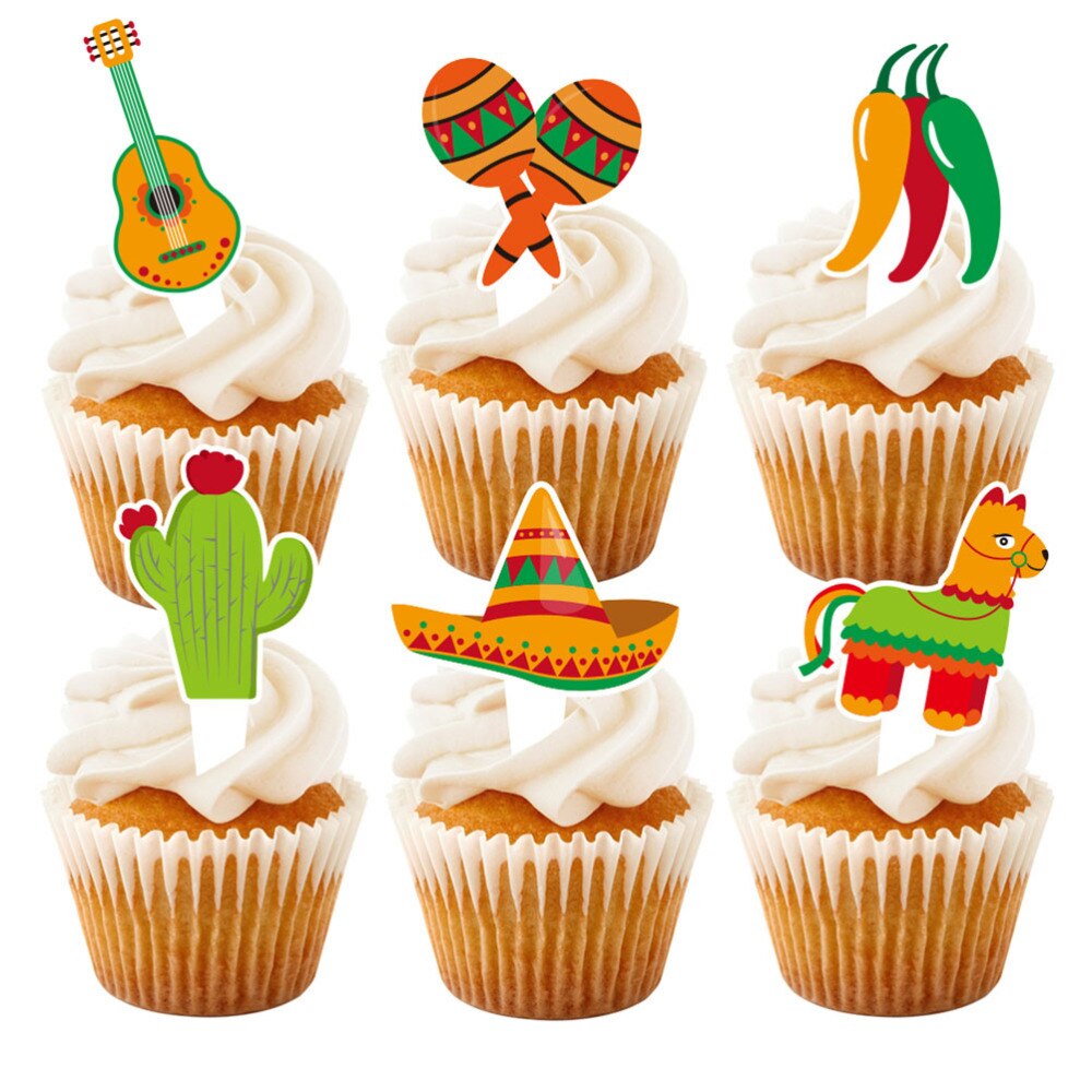Gyufise 32 Pezzi Cupcake Topper Fiesta Messicana – Decorazioni Torta Con Cactus, Asino, Taco, Peperoncino, Sombrero E Baffi Per Baby Shower E Compleanni A Tema