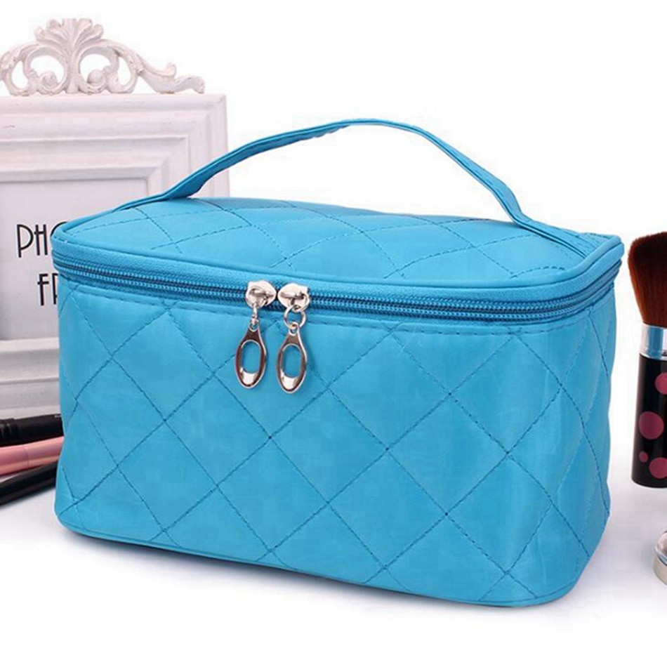 Kvinder rejser kosmetiktasker diamantgitter lynlås mænd makeuptasker arrangør skønhed toilettaske badevask makeup kits etui