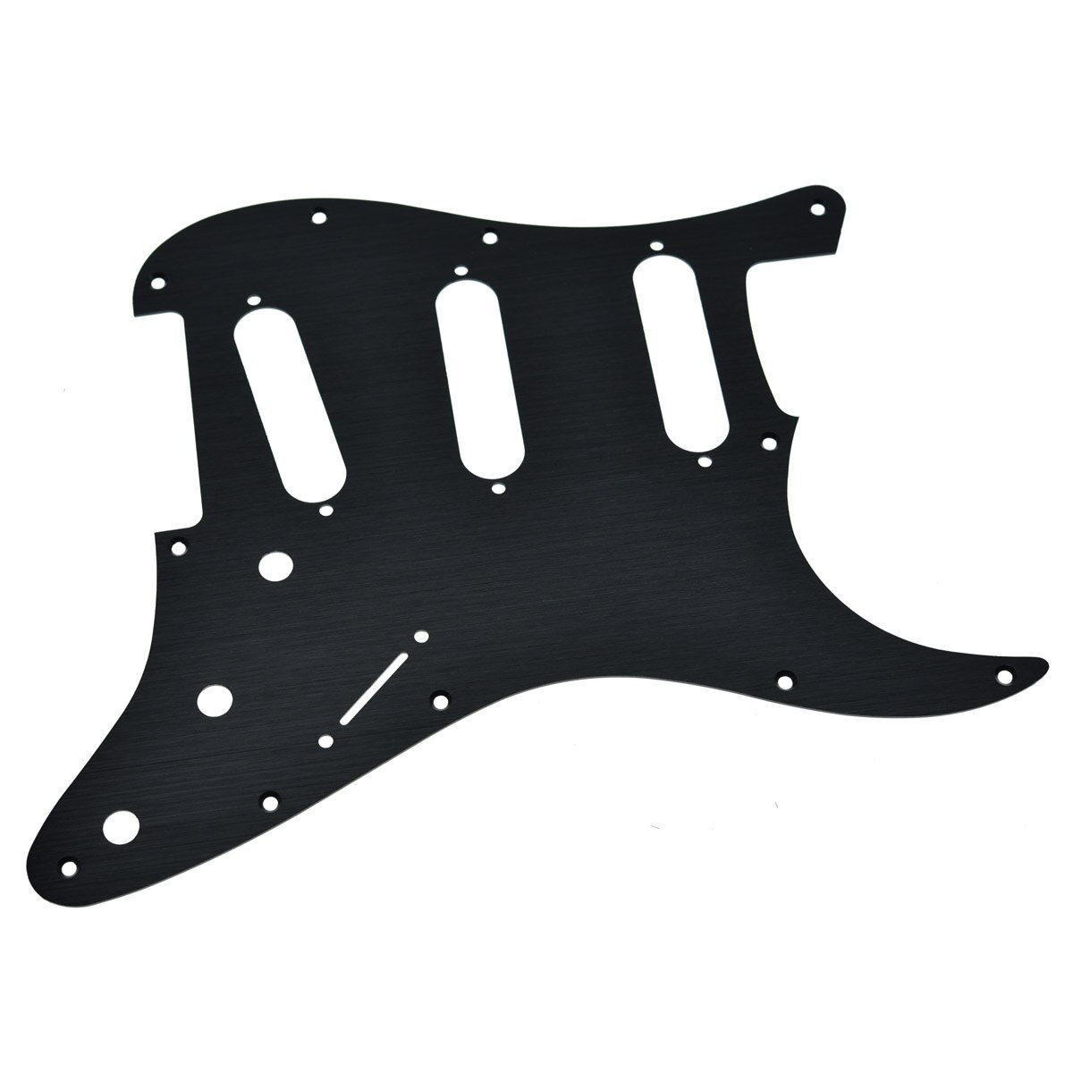 KAISH 11 Hole Metal Aluminum Anodized Modern Style ST Strat Bridge Reversed SSS Pickguard Fits Fender Jimi Hendrix Stratocaster: black