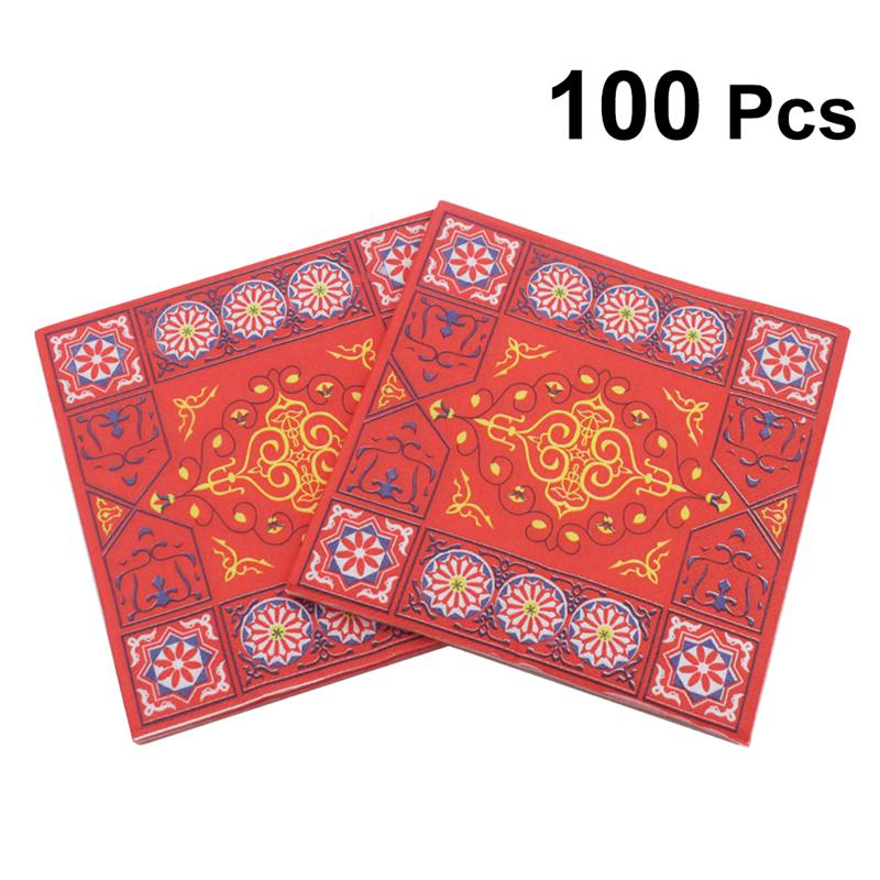 100 Stuks Servet Creatieve Weefsels Feestartikelen Mooie Servetten voor Ramadan Eid Party Party