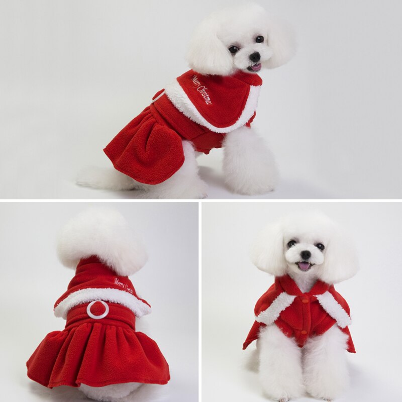 Santa Claus Dog Costume Winter Warm Fleece Small Medium Dog Coat Jackets Chihuahua French Bulldog Christmas Pet Dogs Clothes