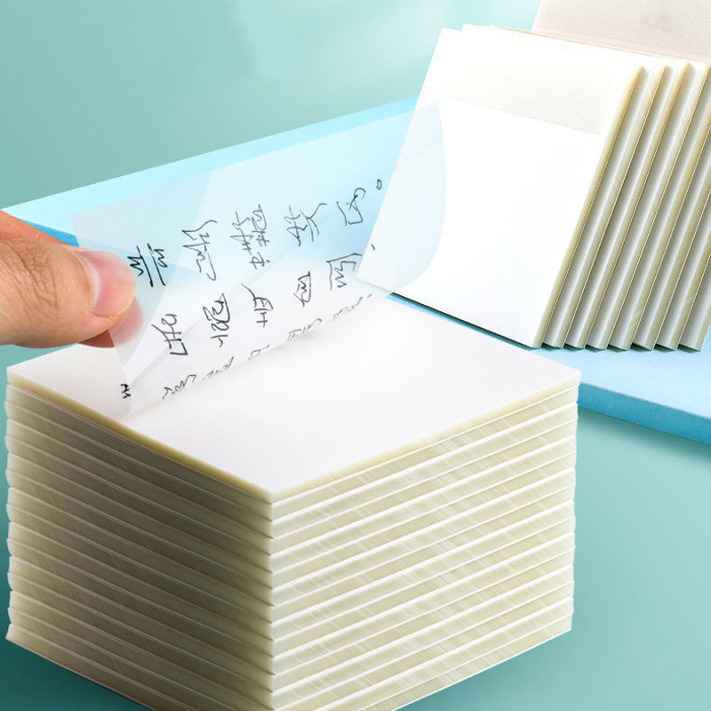 50 vellen transparante plaknotities zelfklevend notitieblok duidelijke notities zelfklevend verwijderbaar voor studeren schrijven in tekstboek