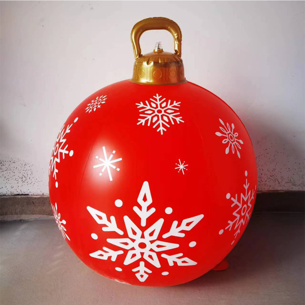 Outdoor Christmas Inflatable Decorate Ball 60cm PVC Giant Inflatable Model Ball with Lights Xmas Tree Festive Decoration Balloon