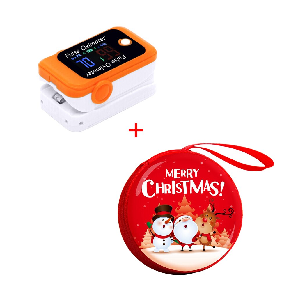 OLIECO Draagbare Mini Android iOS Bluetooth Vinger Pulsoximeter Blood Oxygen Sturation Meter SPO2 PR Saturatiemeter Monitor Kerst: Christmas Orange